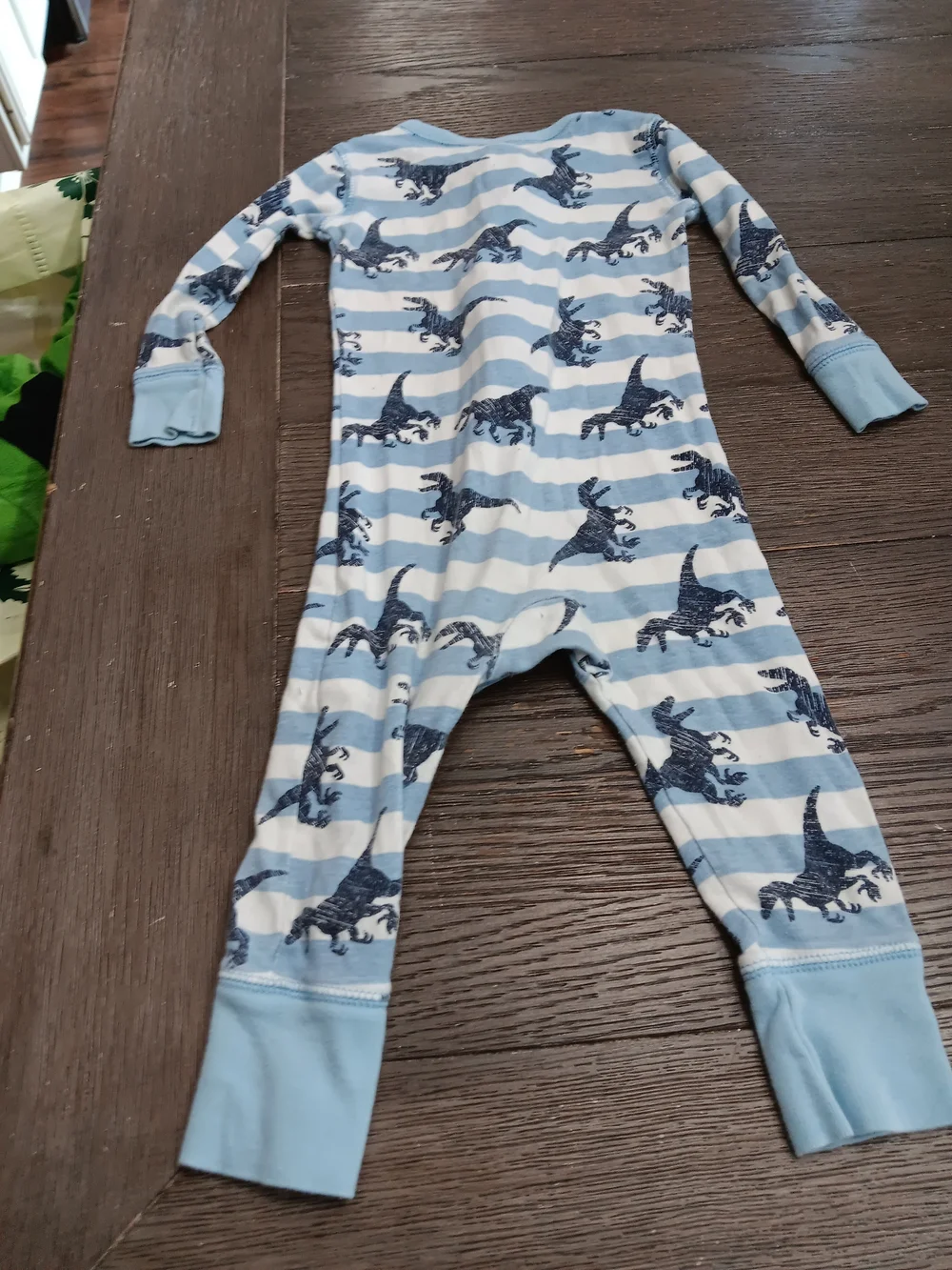 Boys Size 18-24 Month, Blue Striped Dinosaur Zip-Front Kids One-Piece